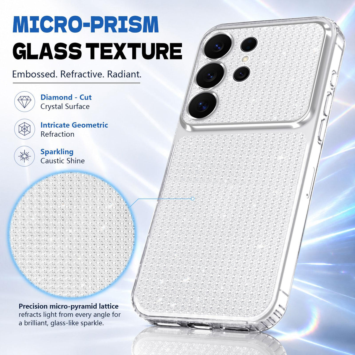 For Galaxy S24 Ultra 5G Sparkling Diamond Glitter Airbag Phone Case - White - EDA009987207A