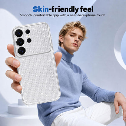 For Galaxy S24 Ultra 5G Sparkling Diamond Glitter Airbag Phone Case - White - EDA009987207A