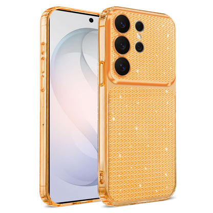 For Galaxy S24 Ultra 5G Sparkling Diamond Glitter Airbag Phone Case - Orange - EDA009987207B