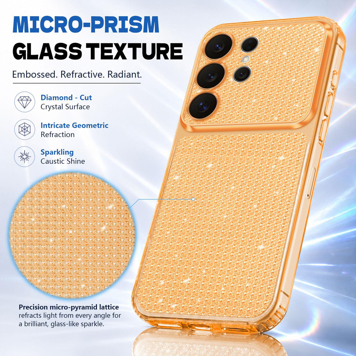 For Galaxy S24 Ultra 5G Sparkling Diamond Glitter Airbag Phone Case - Orange - EDA009987207B