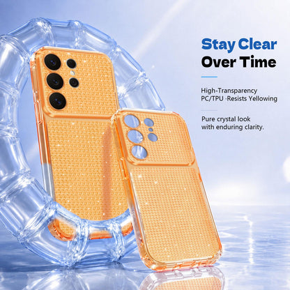For Galaxy S24 Ultra 5G Sparkling Diamond Glitter Airbag Phone Case - Orange - EDA009987207B