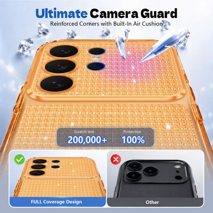 For Galaxy S24 Ultra 5G Sparkling Diamond Glitter Airbag Phone Case - Orange - EDA009987207B