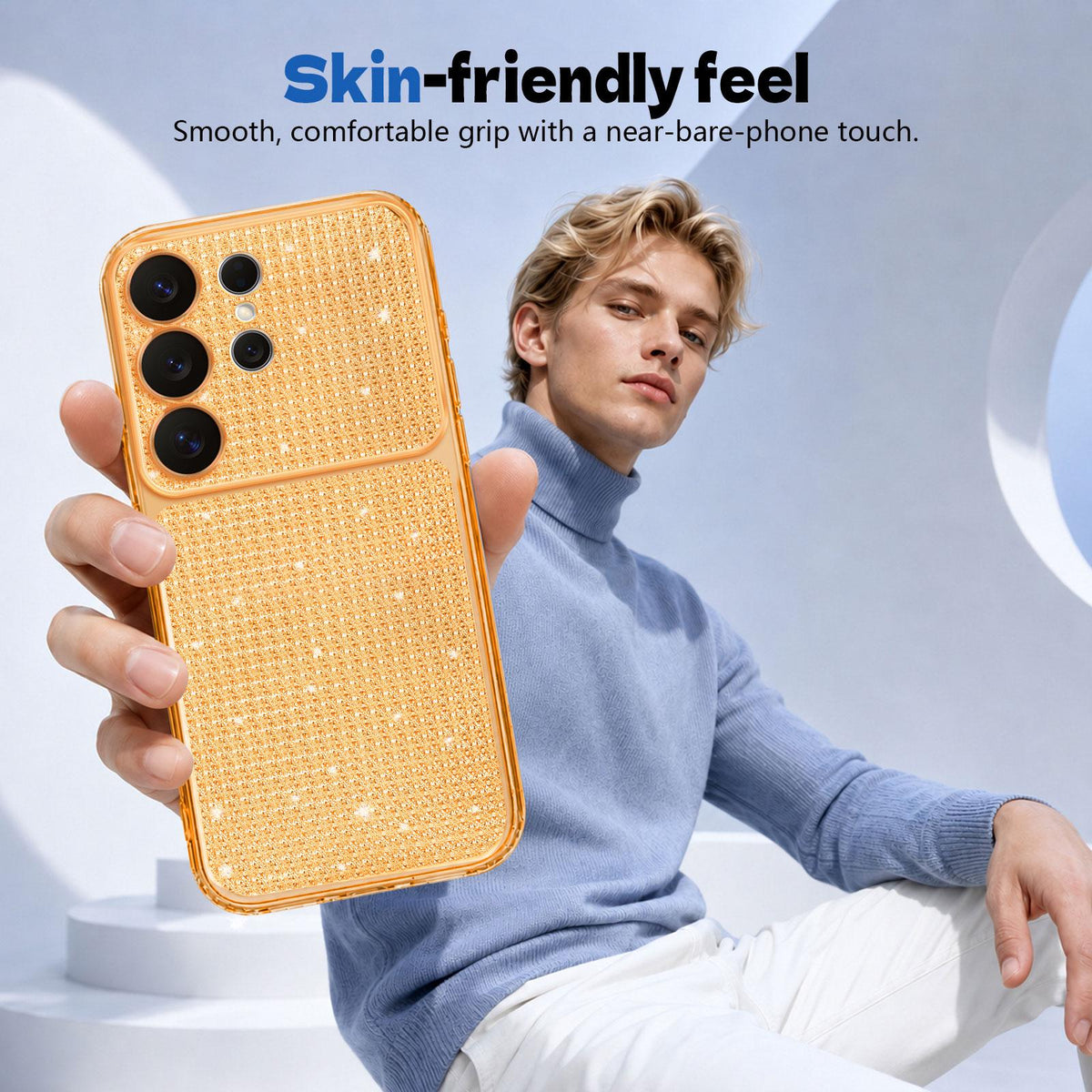 For Galaxy S24 Ultra 5G Sparkling Diamond Glitter Airbag Phone Case - Orange - EDA009987207B