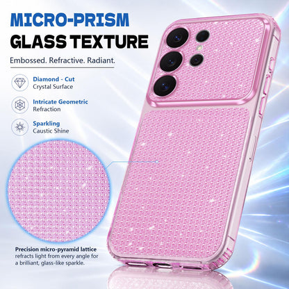 For Galaxy S24 Ultra 5G Sparkling Diamond Glitter Airbag Phone Case - Pink - EDA009987207C