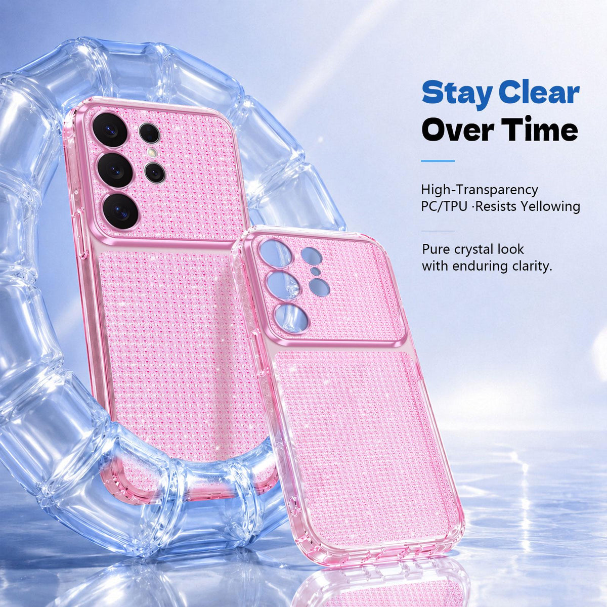 For Galaxy S24 Ultra 5G Sparkling Diamond Glitter Airbag Phone Case - Pink - EDA009987207C