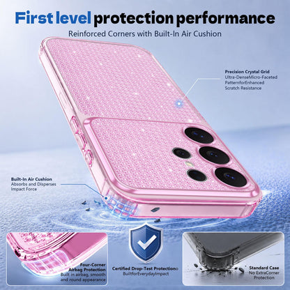 For Galaxy S24 Ultra 5G Sparkling Diamond Glitter Airbag Phone Case - Pink - EDA009987207C