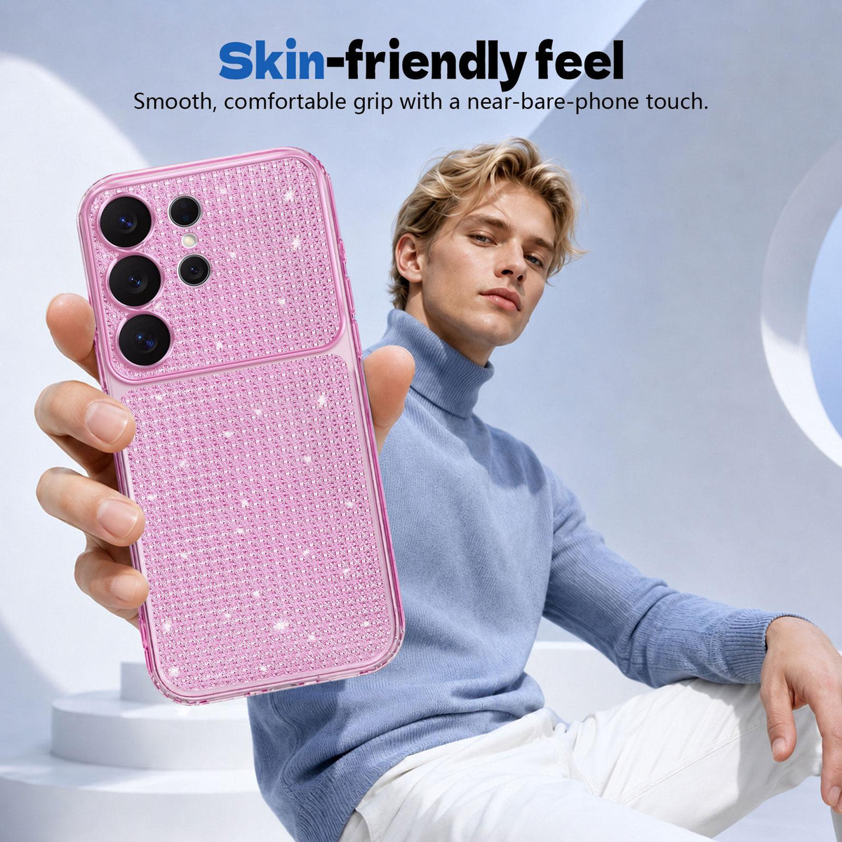 For Galaxy S24 Ultra 5G Sparkling Diamond Glitter Airbag Phone Case - Pink - EDA009987207C