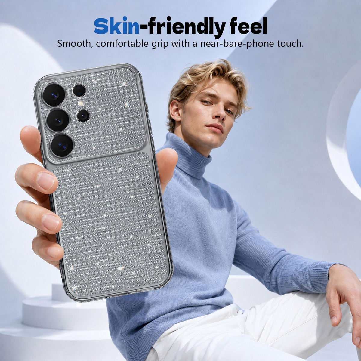 For Galaxy S24 Ultra 5G Sparkling Diamond Glitter Airbag Phone Case - Black - EDA009987207D
