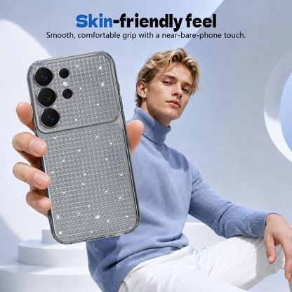 For Galaxy S24 Ultra 5G Sparkling Diamond Glitter Airbag Phone Case - Black - EDA009987207D