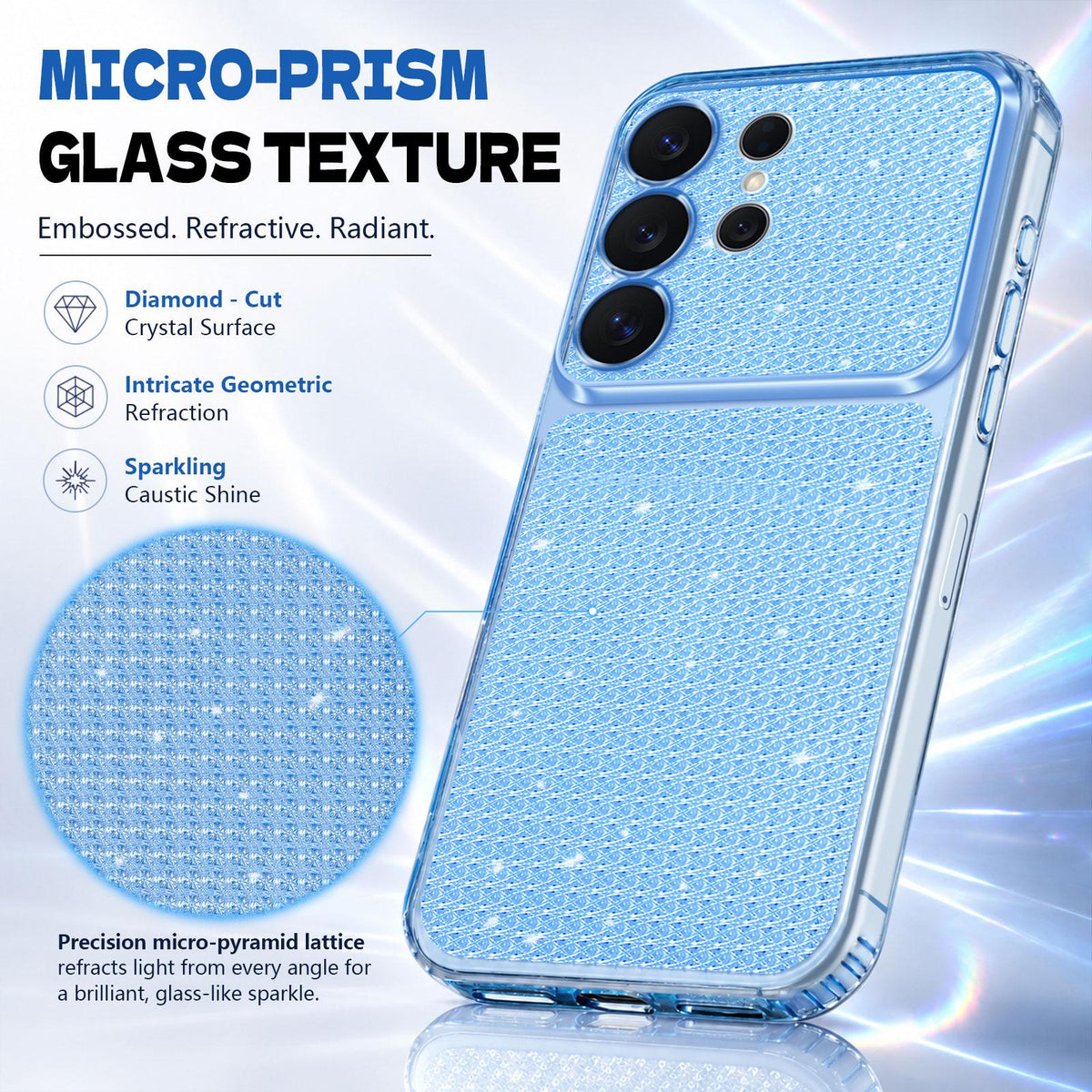 For Galaxy S24 Ultra 5G Sparkling Diamond Glitter Airbag Phone Case - Blue - EDA009987207E