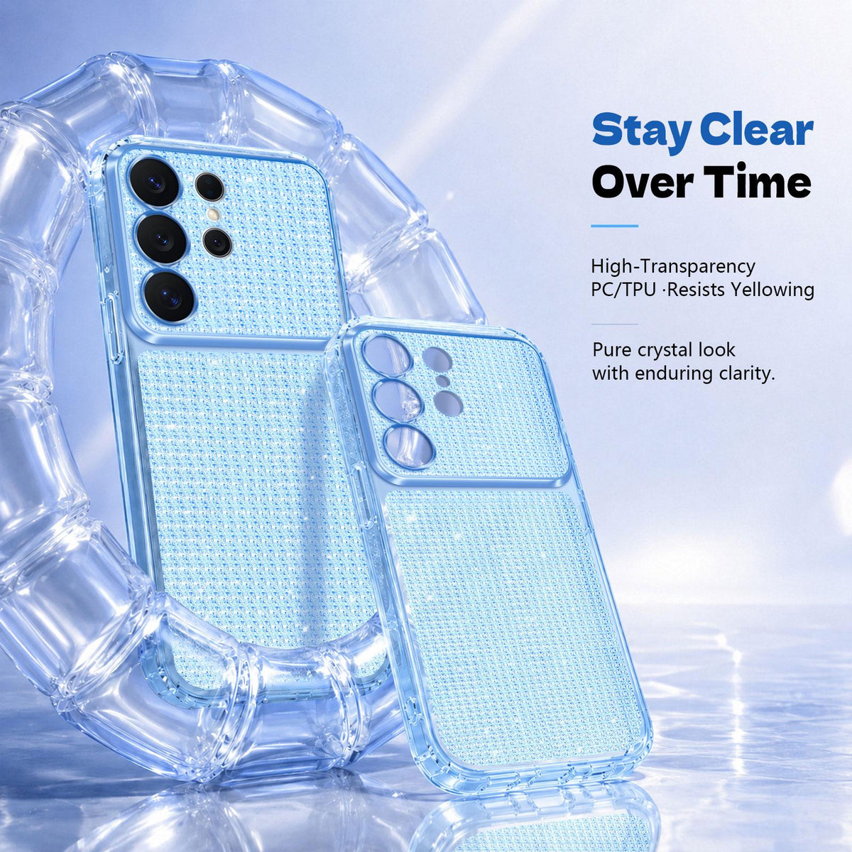 For Galaxy S24 Ultra 5G Sparkling Diamond Glitter Airbag Phone Case - Blue - EDA009987207E