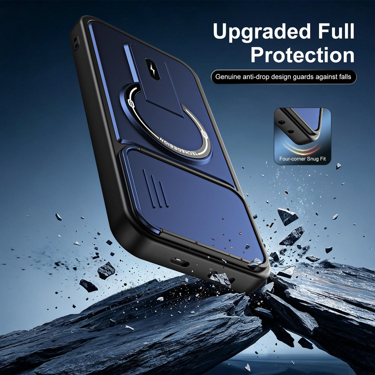 For Infinix GT 50 Pro Sliding Camshield Holder Magnetic Phone Case - Black - EDA009987301B
