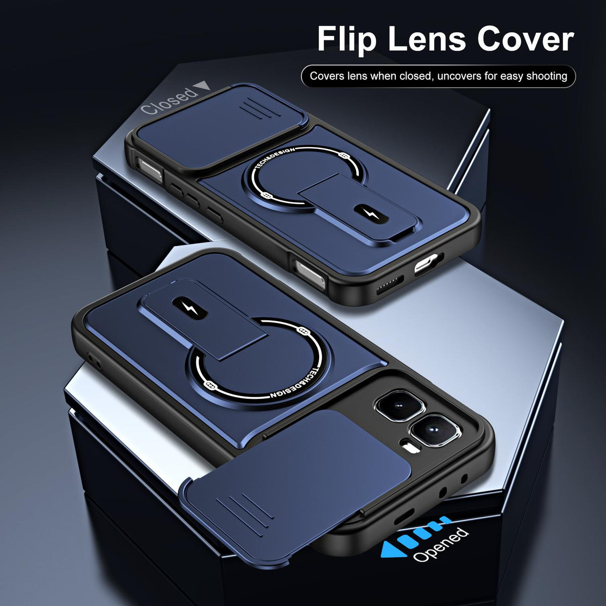For Infinix GT 50 Pro Sliding Camshield Holder Magnetic Phone Case - Blue - EDA009987301D