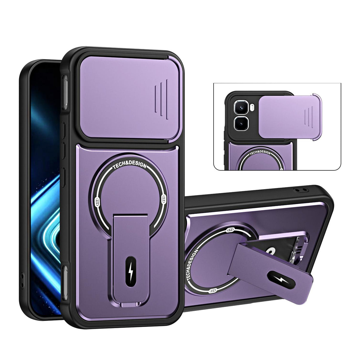 For Infinix GT 50 Pro Sliding Camshield Holder Magnetic Phone Case - Purple - EDA009987301E