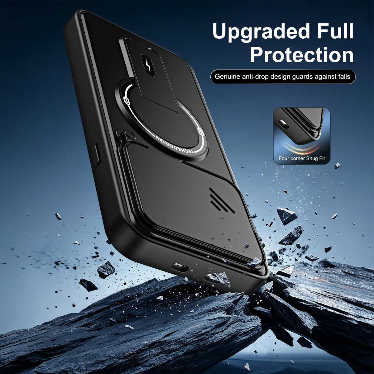 For Infinix Note 60 / Note 60 Pro Sliding Camshield Holder Magnetic Phone Case - Black - EDA009987303B