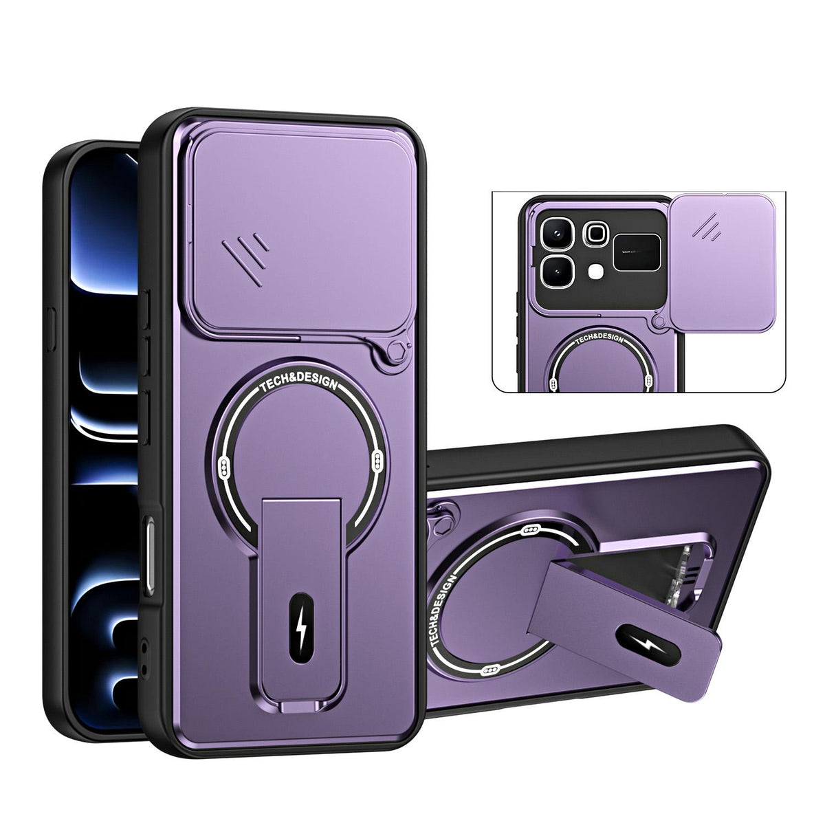 For Infinix Note 60 / Note 60 Pro Sliding Camshield Holder Magnetic Phone Case - Purple - EDA009987303E