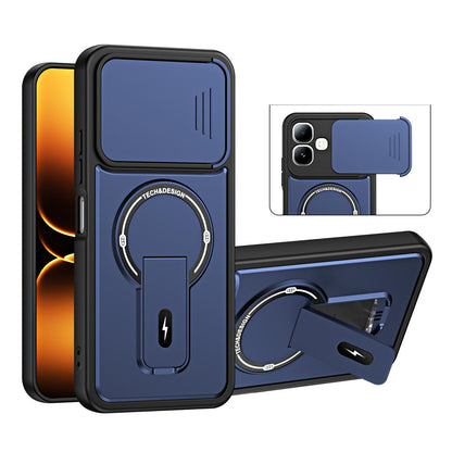 For Infinix Smart 20 4G Sliding Camshield Holder Magnetic Phone Case - Blue - EDA009987304D