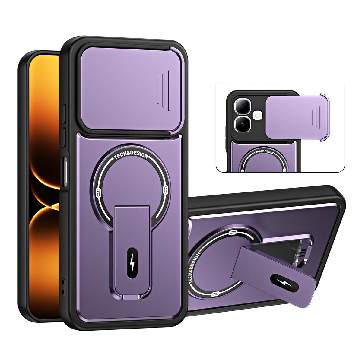 For Infinix Smart 20 4G Sliding Camshield Holder Magnetic Phone Case - Purple - EDA009987304E