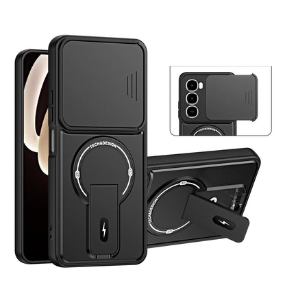 For itel City 100 Sliding Camshield Holder Magnetic Phone Case - Black - EDA009987402B