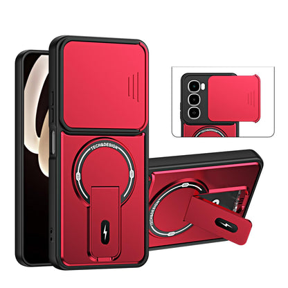 For itel City 100 Sliding Camshield Holder Magnetic Phone Case - Red - EDA009987402C