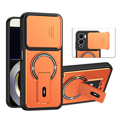 For itel City 200 4G Sliding Camshield Holder Magnetic Phone Case - Orange - EDA009987403A