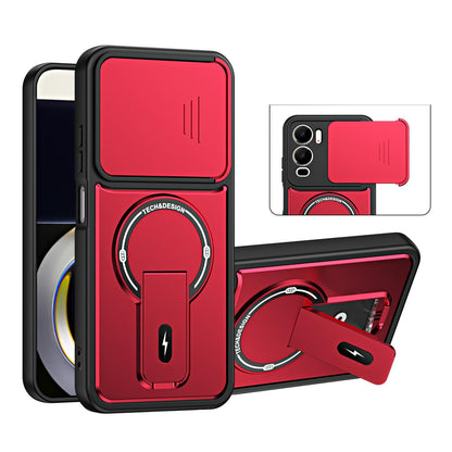 For itel City 200 4G Sliding Camshield Holder Magnetic Phone Case - Red - EDA009987403C