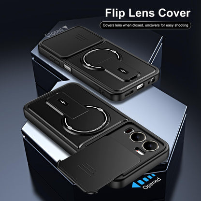For itel City 200 4G Sliding Camshield Holder Magnetic Phone Case - Blue - EDA009987403D