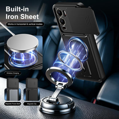 For itel City 200 4G Sliding Camshield Holder Magnetic Phone Case - Blue - EDA009987403D