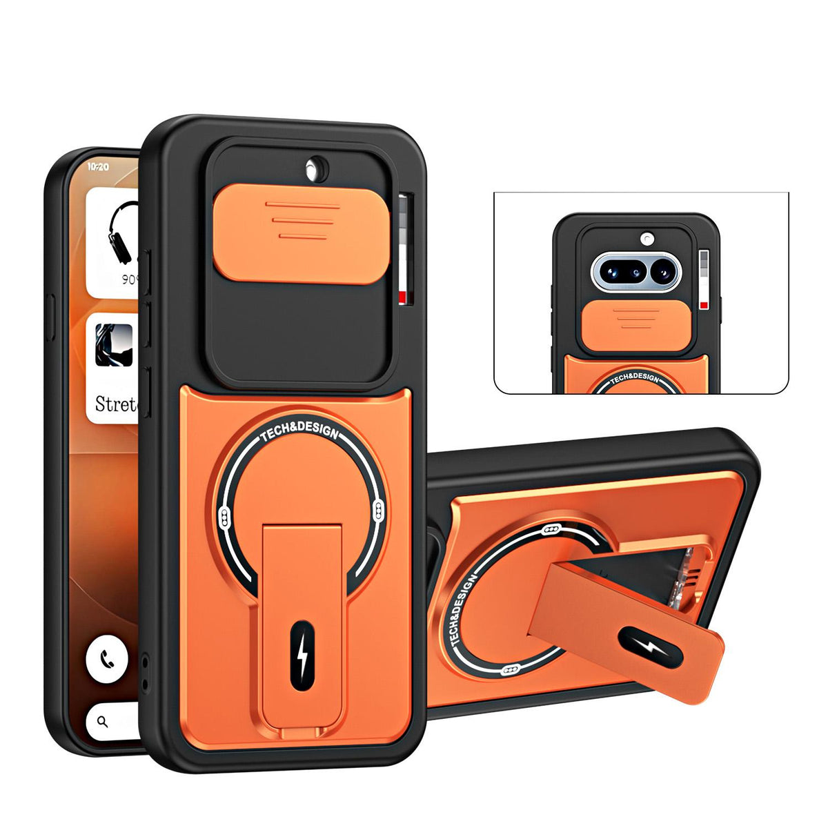 For Nothing Phone 4a Sliding Camshield Holder Magnetic Phone Case - Orange - EDA009987501A