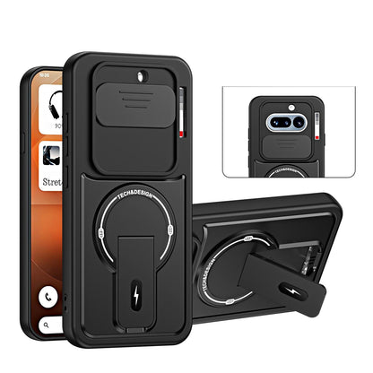 For Nothing Phone 4a Sliding Camshield Holder Magnetic Phone Case - Black - EDA009987501B
