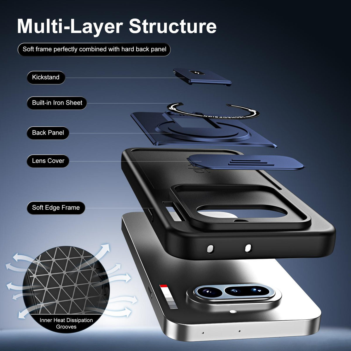 For Nothing Phone 4a Sliding Camshield Holder Magnetic Phone Case - Black - EDA009987501B