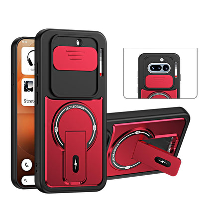 For Nothing Phone 4a Sliding Camshield Holder Magnetic Phone Case - Red - EDA009987501C