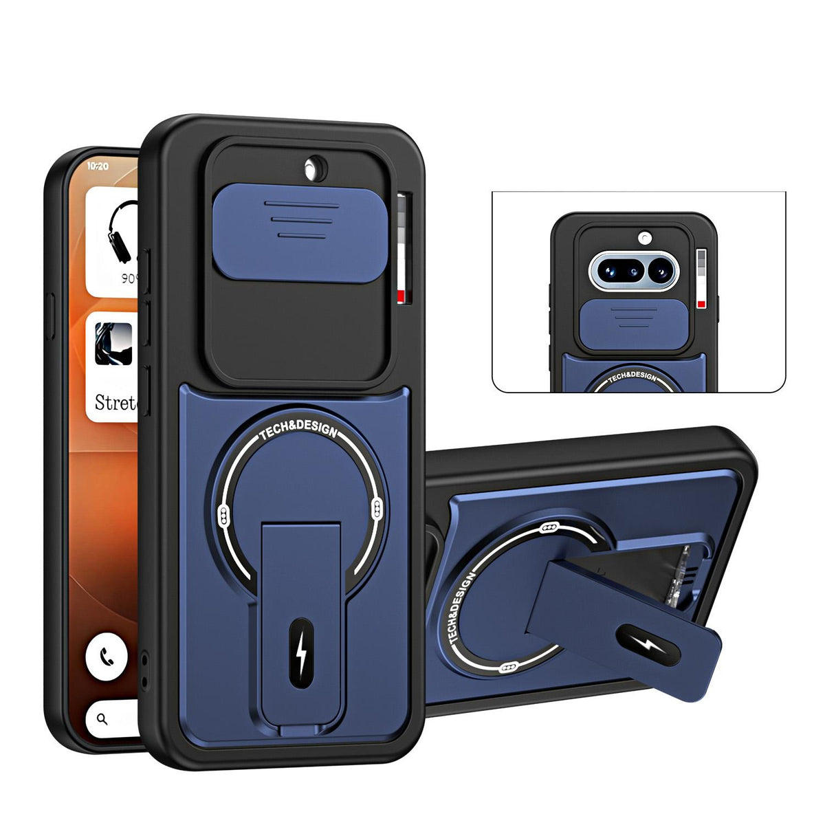 For Nothing Phone 4a Sliding Camshield Holder Magnetic Phone Case - Blue - EDA009987501D