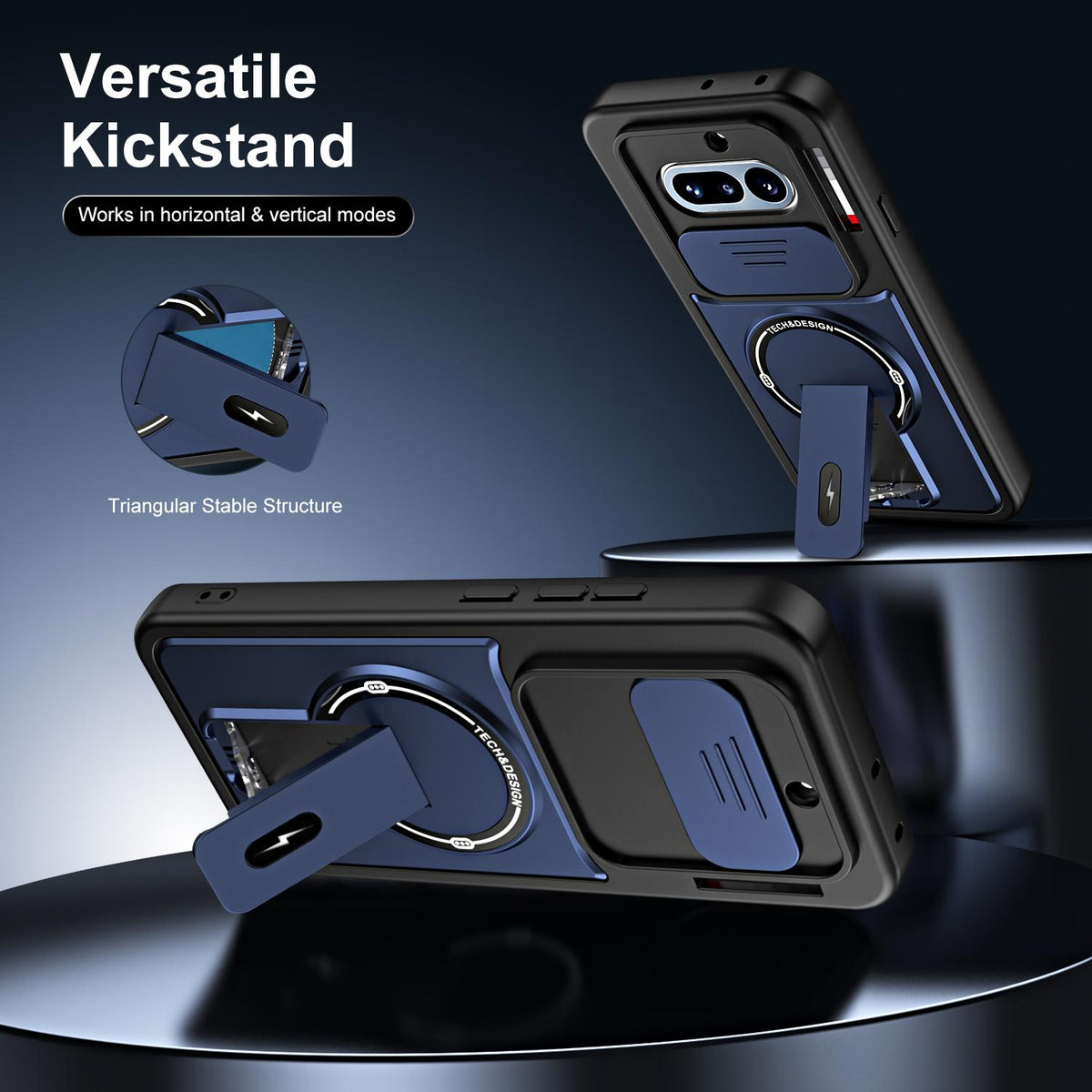 For Nothing Phone 4a Sliding Camshield Holder Magnetic Phone Case - Blue - EDA009987501D
