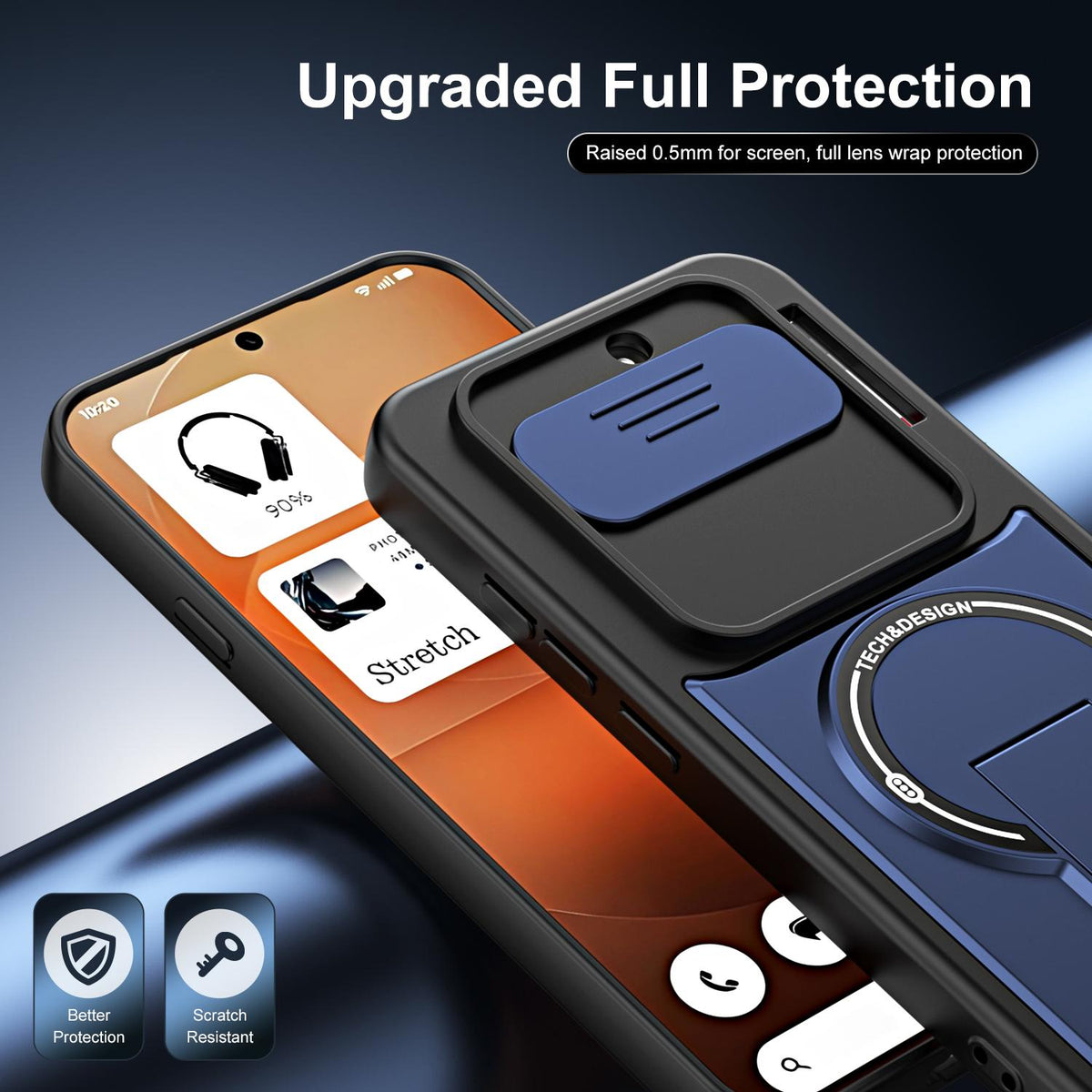 For Nothing Phone 4a Sliding Camshield Holder Magnetic Phone Case - Blue - EDA009987501D