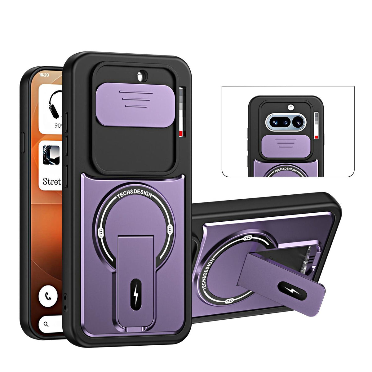 For Nothing Phone 4a Sliding Camshield Holder Magnetic Phone Case - Purple - EDA009987501E