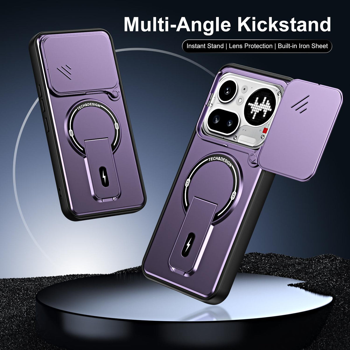 For Nothing Phone 4a Pro Sliding Camshield Holder Magnetic Phone Case - Orange - EDA009987502A