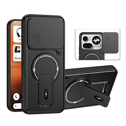For Nothing Phone 4a Pro Sliding Camshield Holder Magnetic Phone Case - Black - EDA009987502B