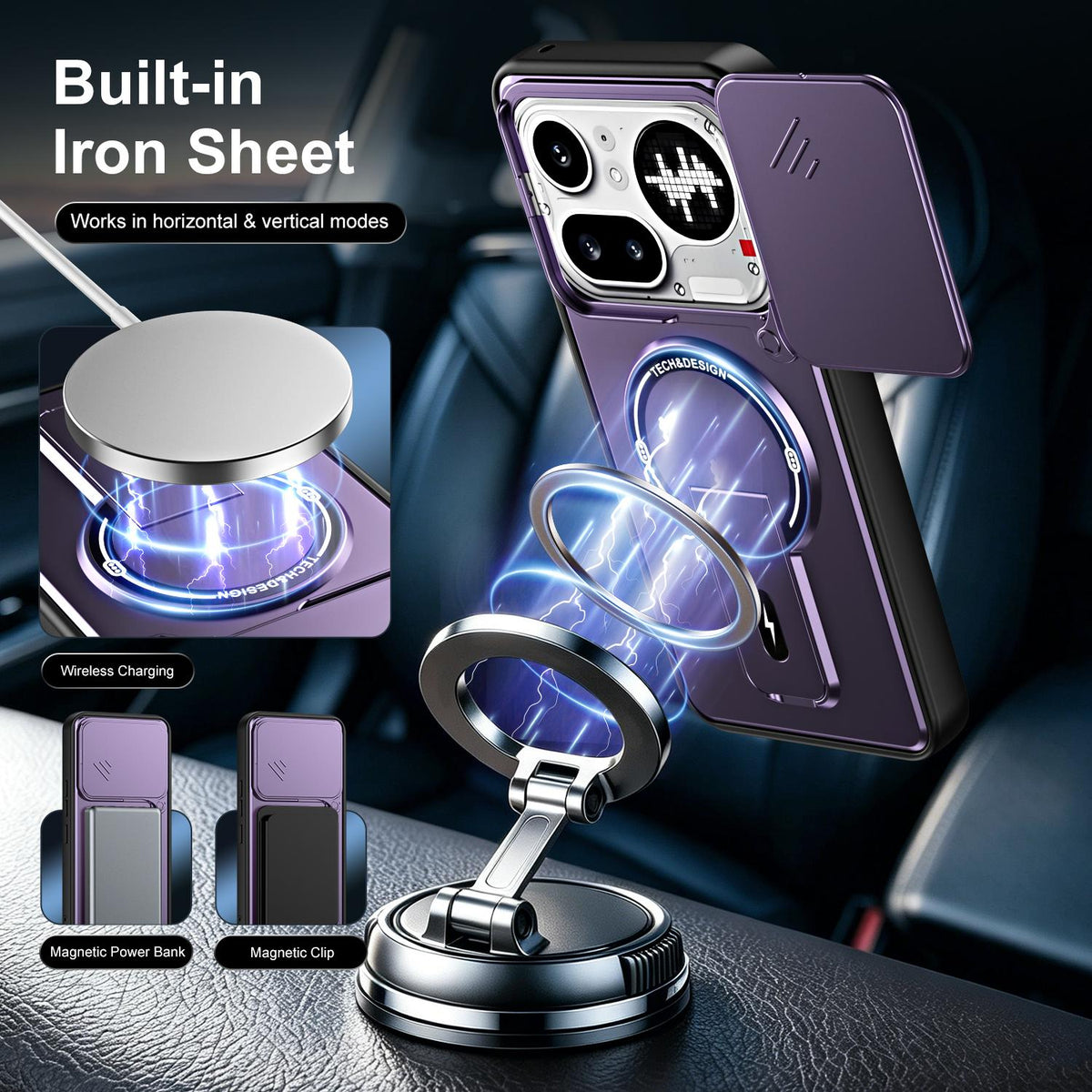 For Nothing Phone 4a Pro Sliding Camshield Holder Magnetic Phone Case - Black - EDA009987502B