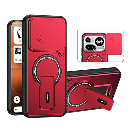For Nothing Phone 4a Pro Sliding Camshield Holder Magnetic Phone Case - Red - EDA009987502C