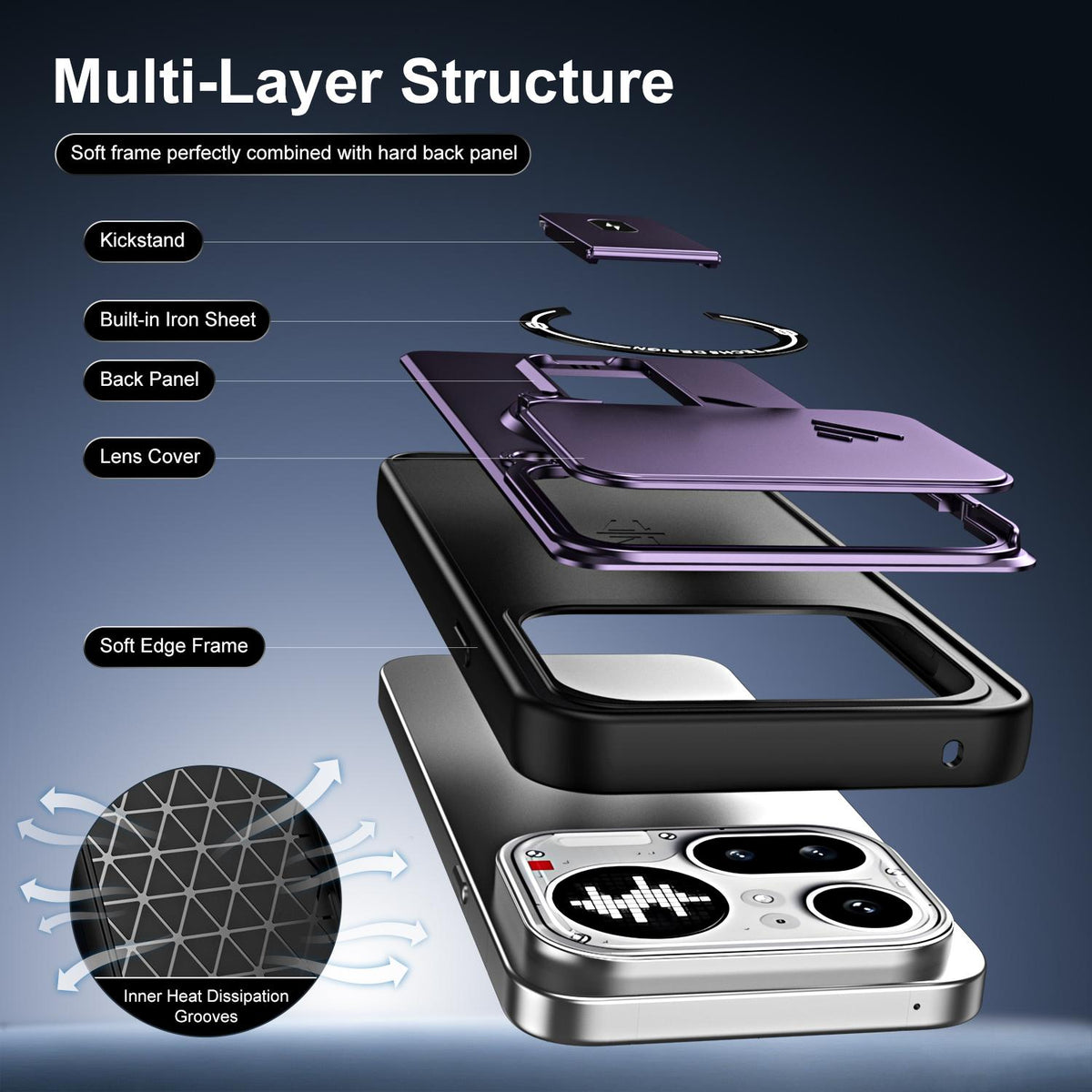 For Nothing Phone 4a Pro Sliding Camshield Holder Magnetic Phone Case - Blue - EDA009987502D