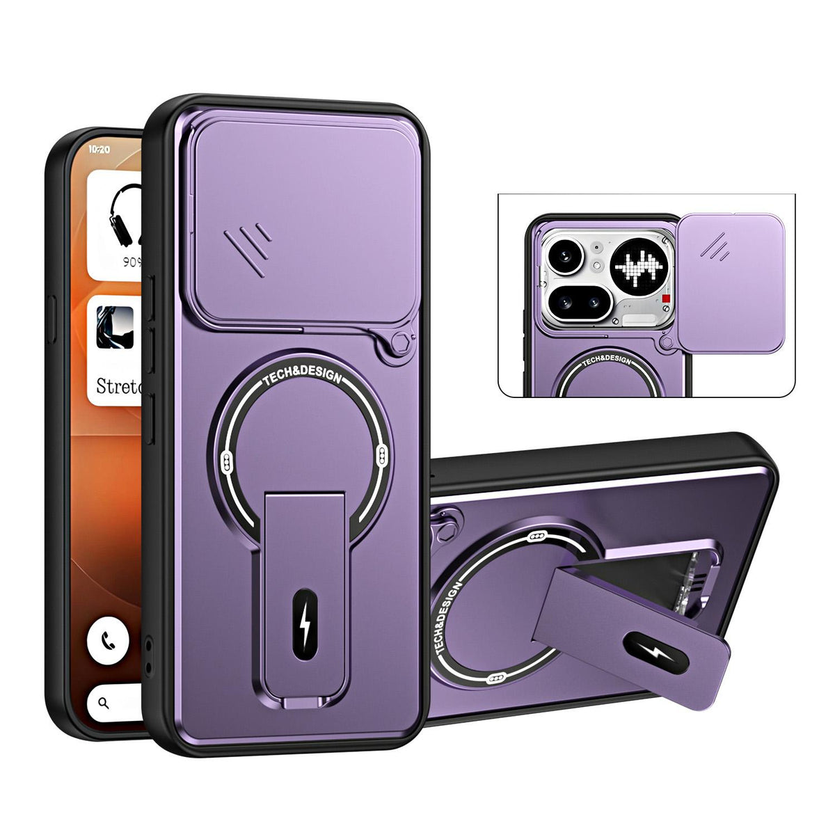 For Nothing Phone 4a Pro Sliding Camshield Holder Magnetic Phone Case - Purple - EDA009987502E