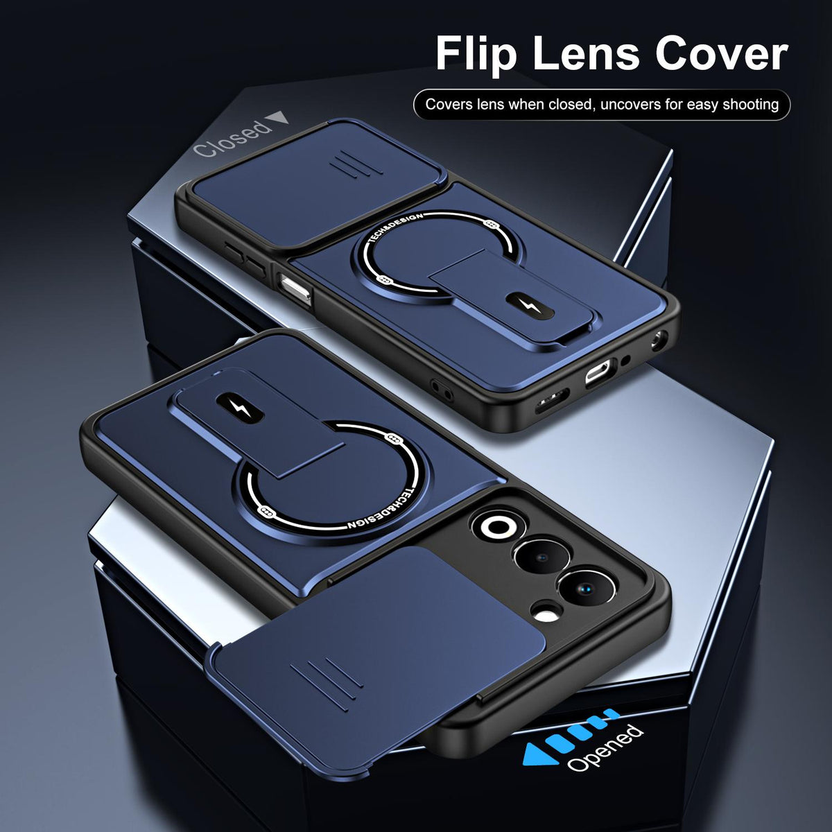 For OPPO A5 5G Global Sliding Camshield Holder Magnetic Phone Case - Orange - EDA009987601A