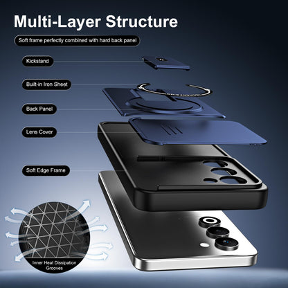 For OPPO A5 5G Global Sliding Camshield Holder Magnetic Phone Case - Black - EDA009987601B