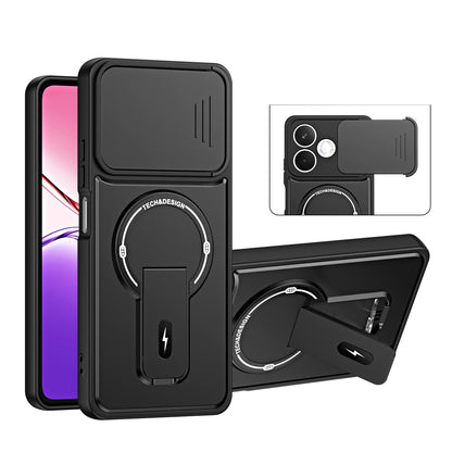 For OPPO A5 Pro 5G Global Sliding Camshield Holder Magnetic Phone Case - Black - EDA009987602B