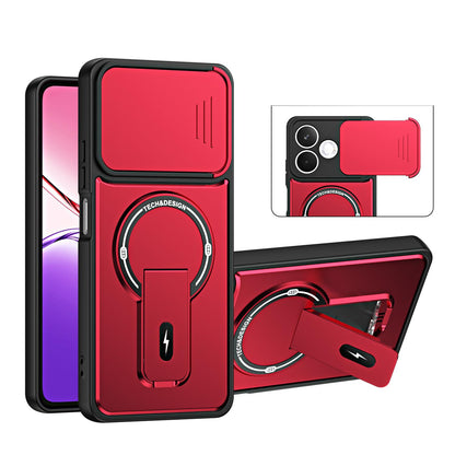 For OPPO A5 Pro 5G Global Sliding Camshield Holder Magnetic Phone Case - Red - EDA009987602C