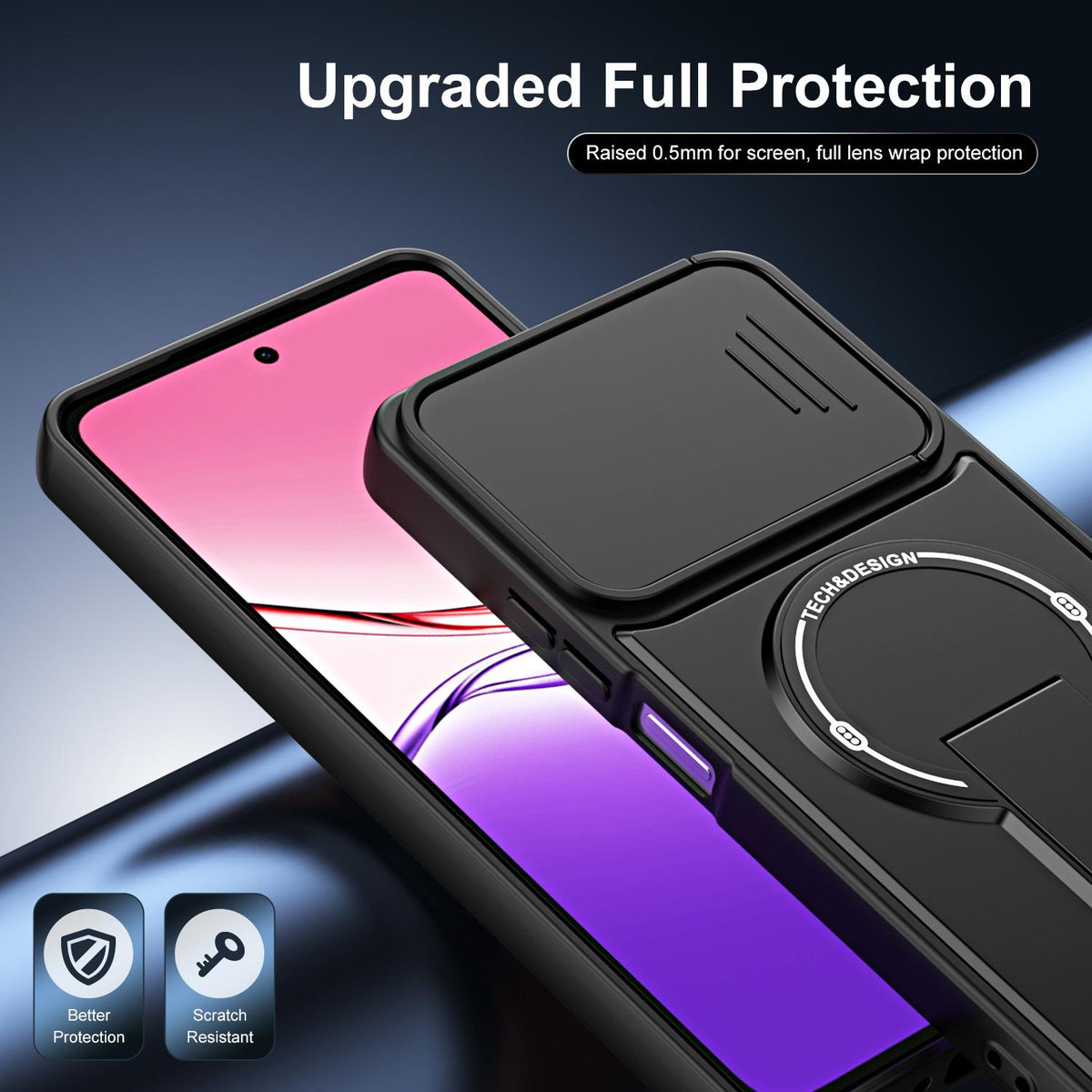 For OPPO A5 Pro 5G Global Sliding Camshield Holder Magnetic Phone Case - Red - EDA009987602C