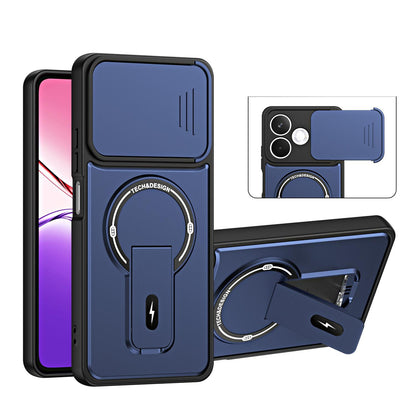 For OPPO A5 Pro 5G Global Sliding Camshield Holder Magnetic Phone Case - Blue - EDA009987602D