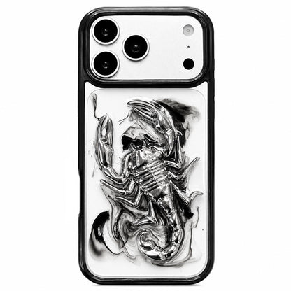 For iPhone 17 Pro Max Epoxy Resin Diffusion Scorpion Acrylic Phone Case - Light Ink - EDA009987701A