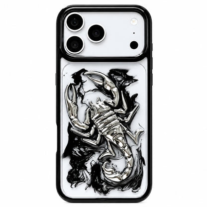 For iPhone 17 Pro Max Epoxy Resin Diffusion Scorpion Acrylic Phone Case - Dark Ink - EDA009987701B